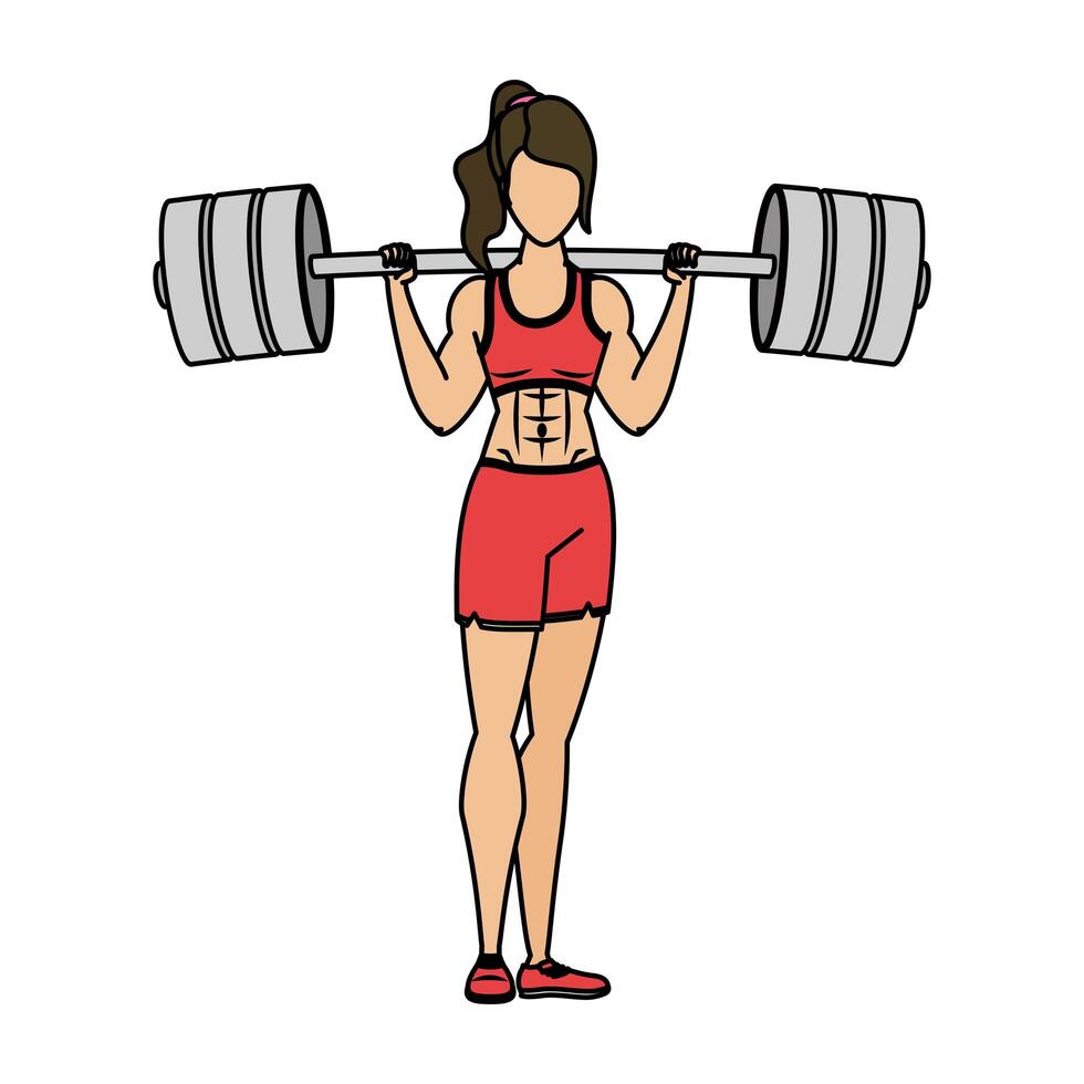 young woman athlete weight lifting vector