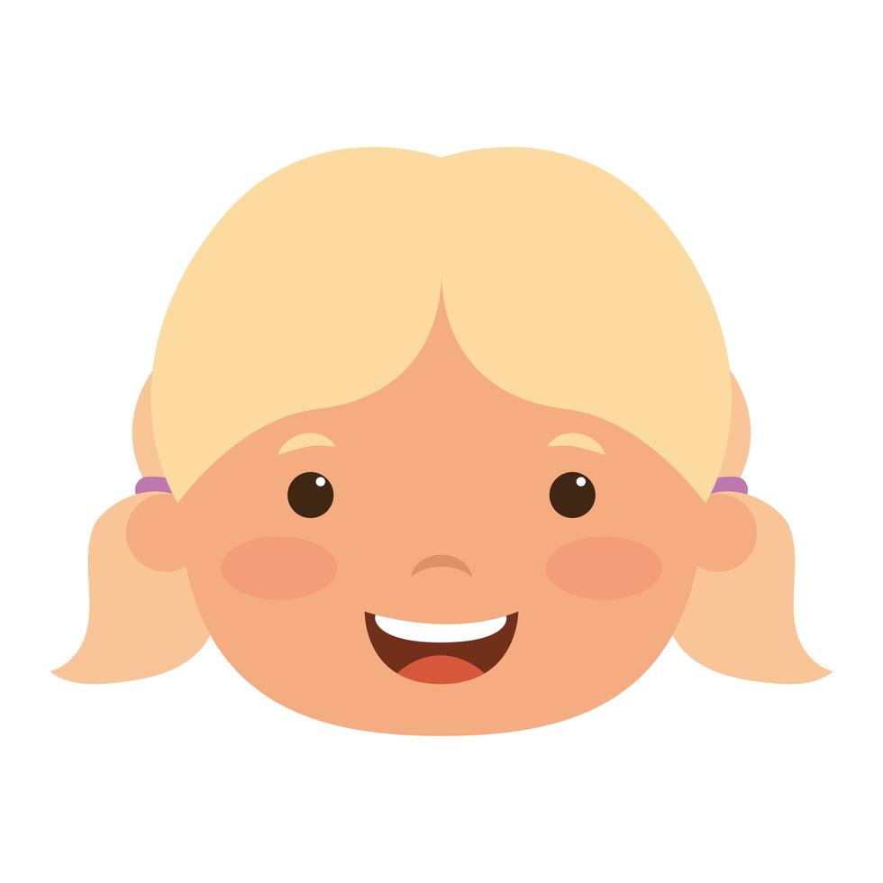 cute little blond girl head character vector