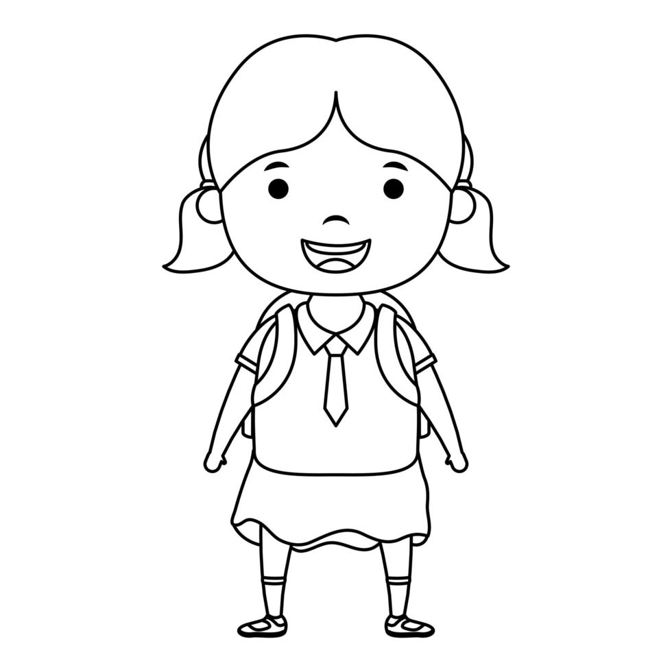 cute little student girl character vector