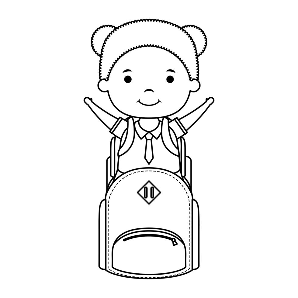 cute little student girl with schoolbag character vector