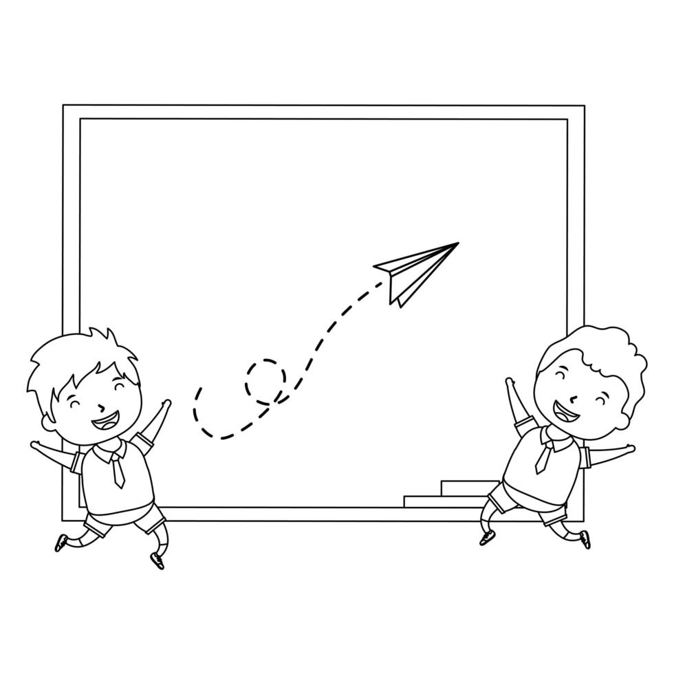 cute little students boys characters vector