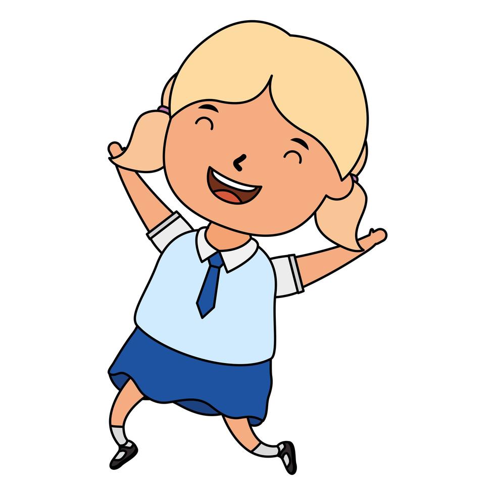 cute little student blond girl character vector