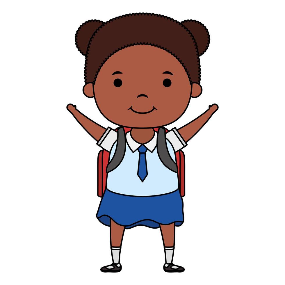 cute little afro student girl character vector