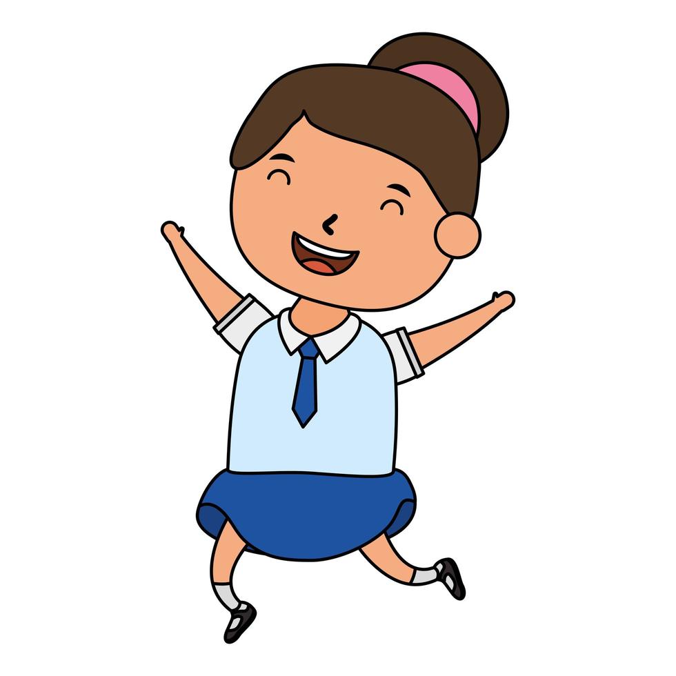 cute little student girl character vector