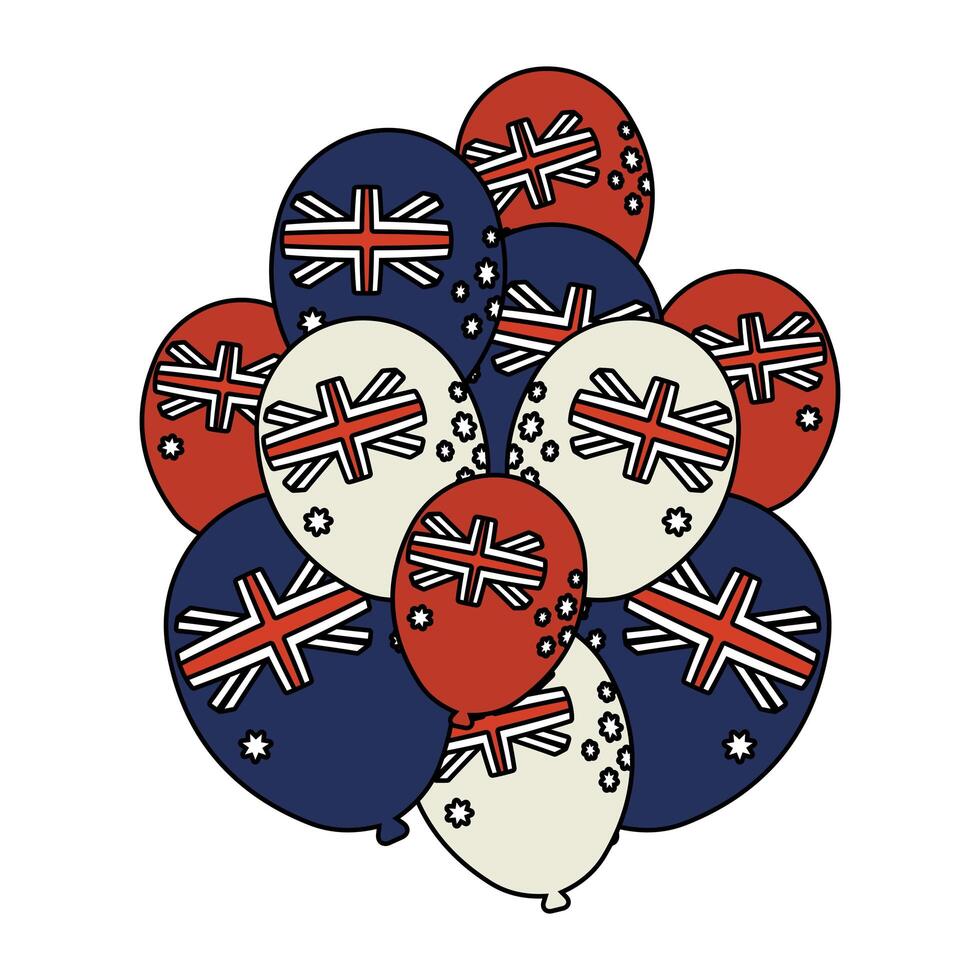 australia day celebration with balloons helium flags vector