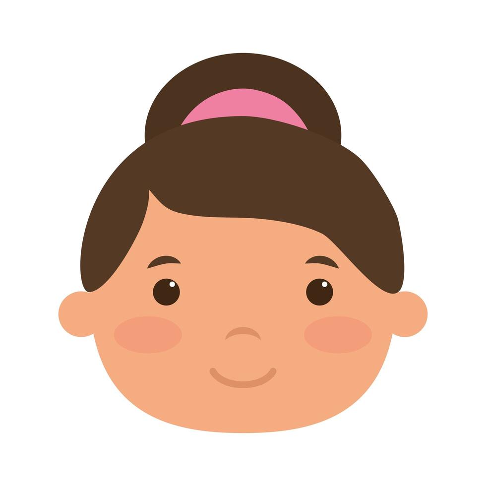 cute little girl head character vector