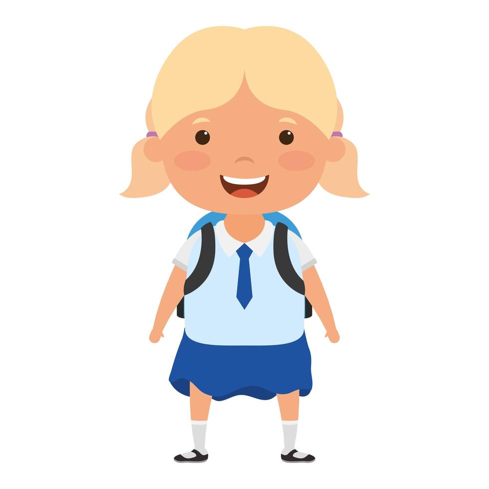 lindo personaje de niña rubia estudiante vector