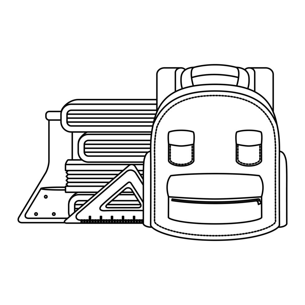 schoolbag with books and supplies vector