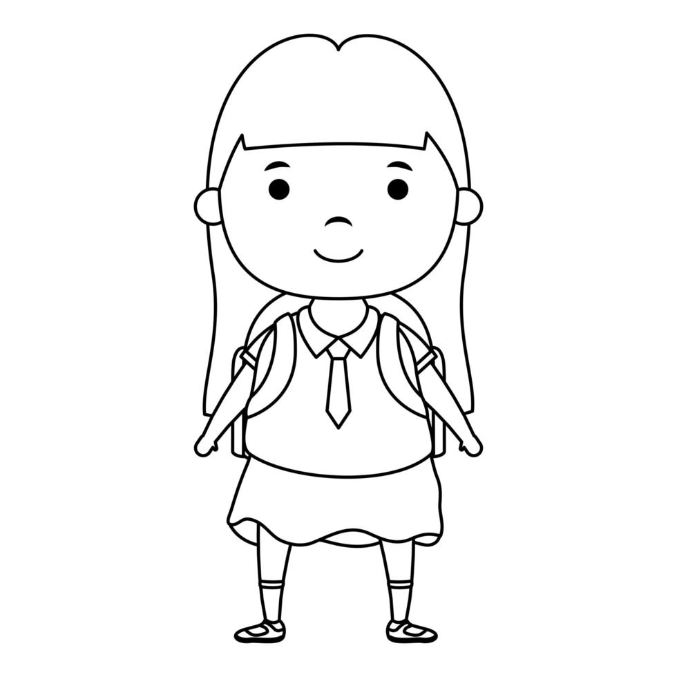 cute little student girl character vector