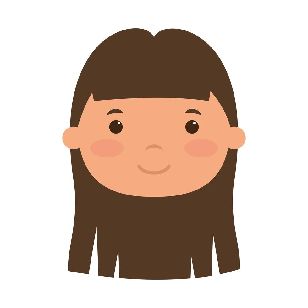 cute little girl head character vector