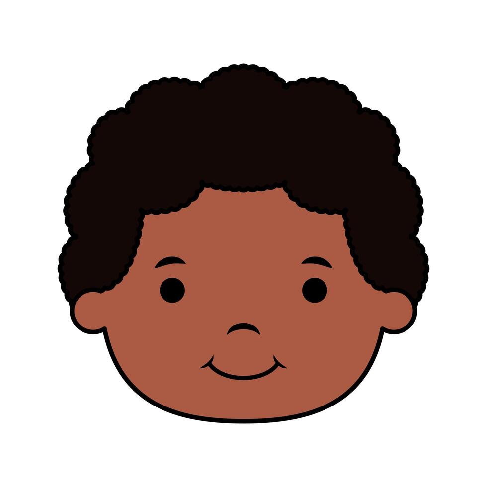 afro little boy head comic character vector