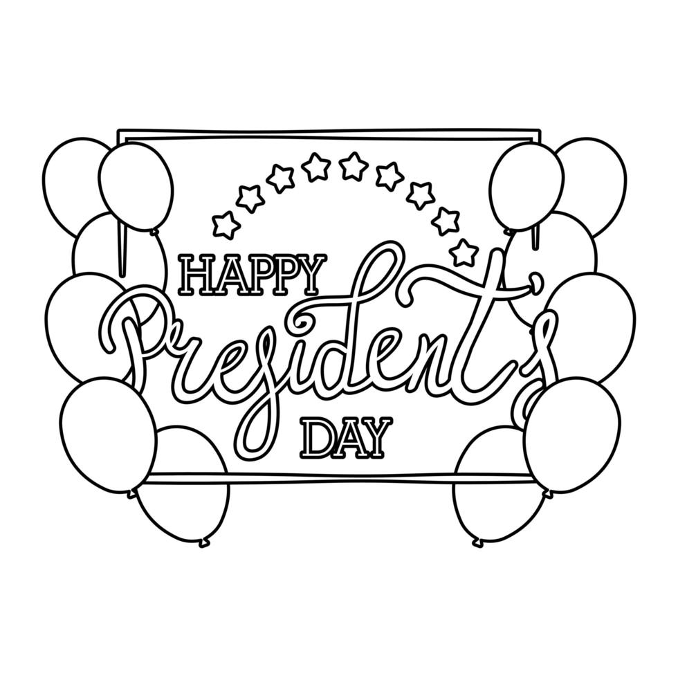 president day lettering with balloons helium vector