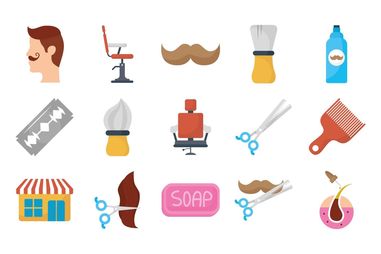 bundle of barber shop set icons vector