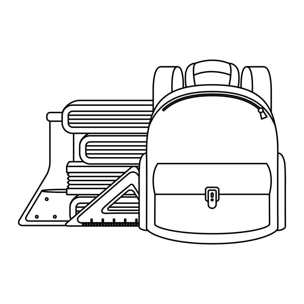 schoolbag with books and supplies vector