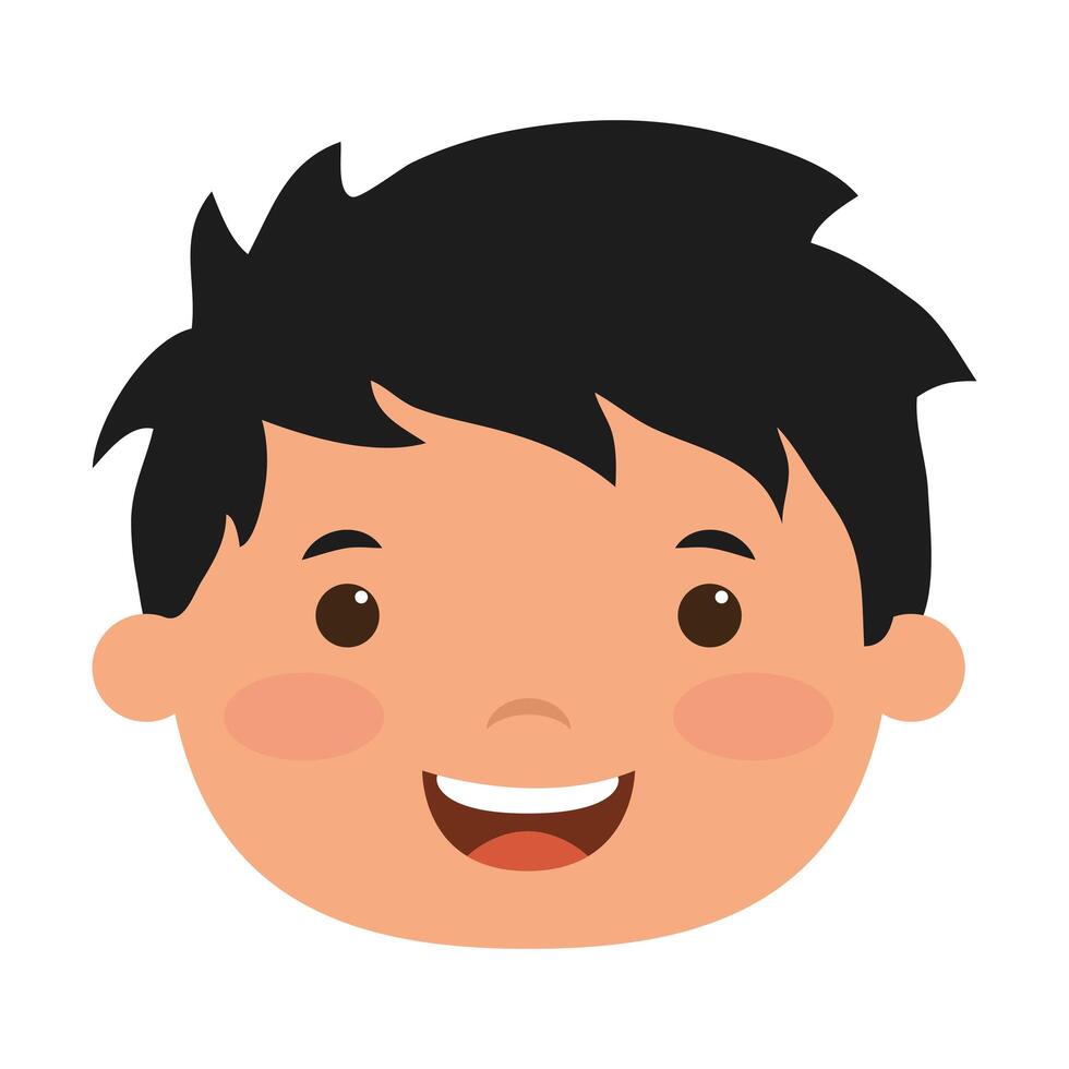 lindo personaje cómico de cabeza de niño pequeño vector