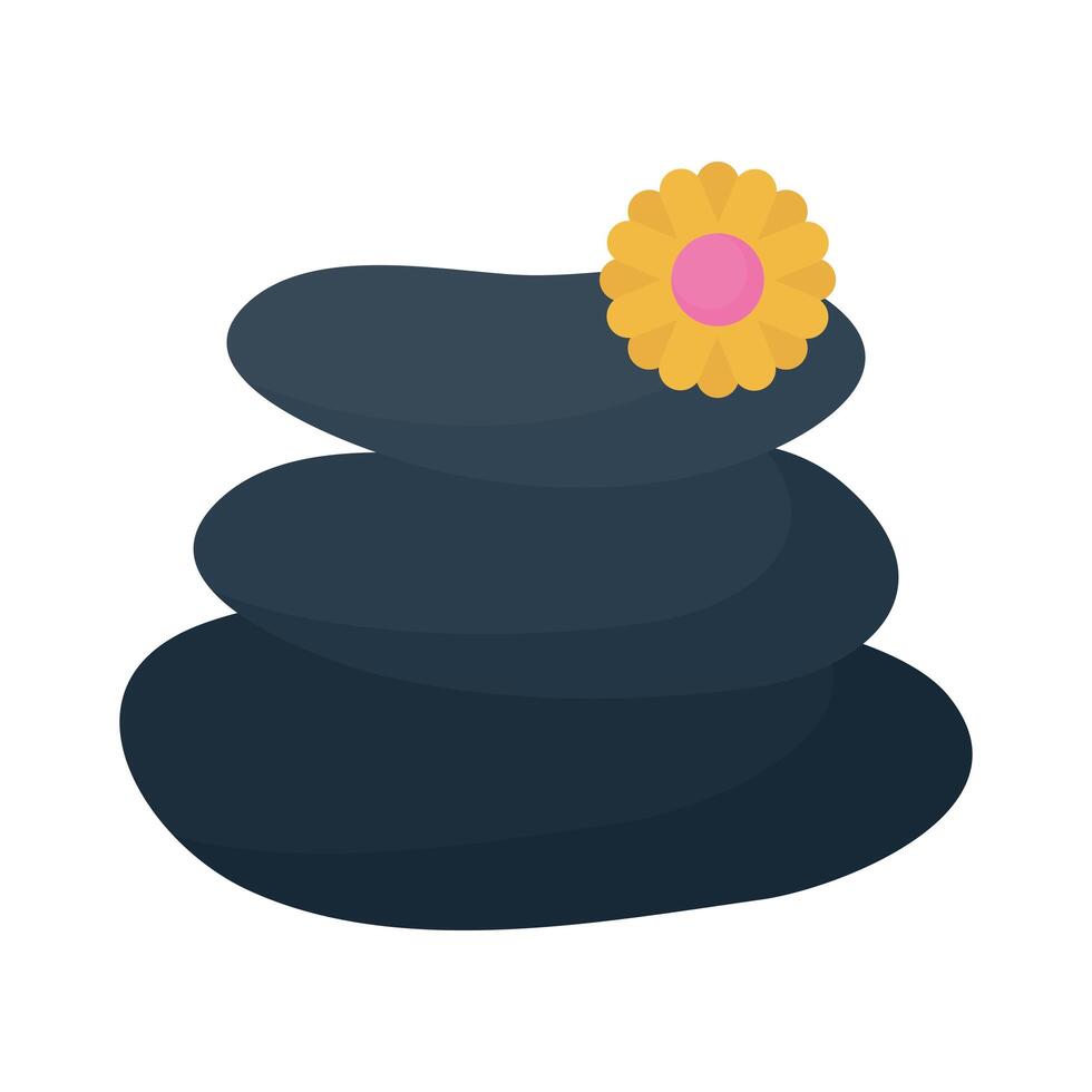 spa stones with flower icon vector