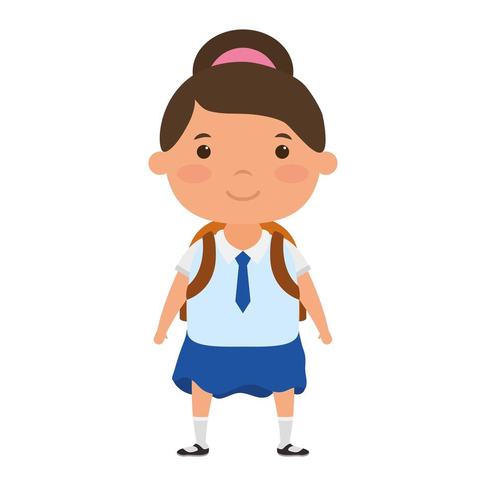 cute little student girl character vector