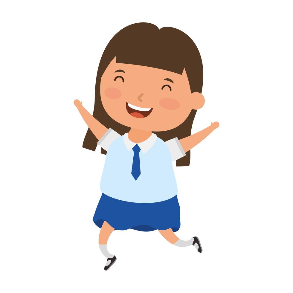 cute little student girl character vector