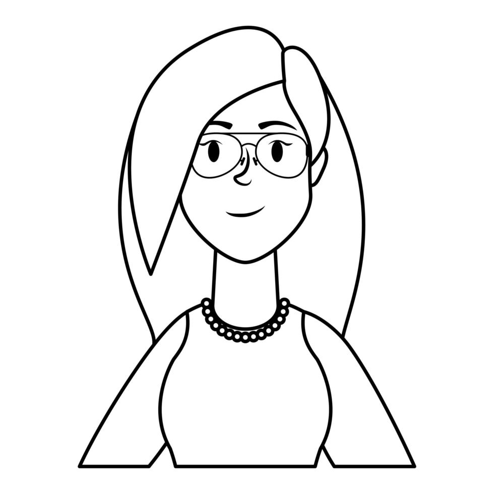 cute young woman with eyeglasses character vector