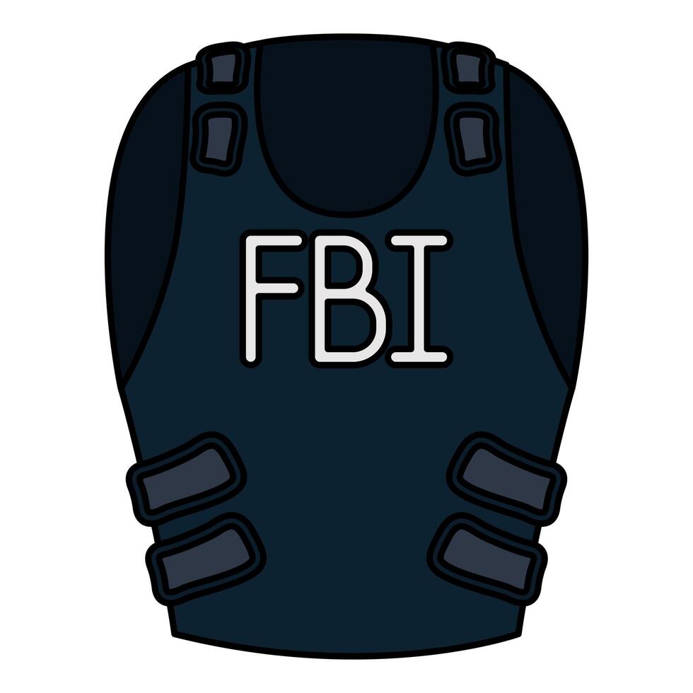 chaleco antibalas del fbi icono aislado vector