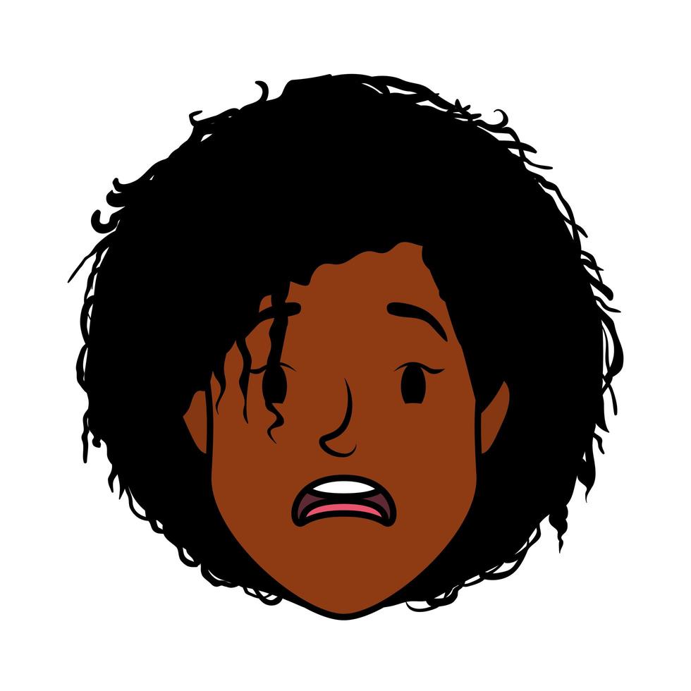 afro young woman head avatar character vector