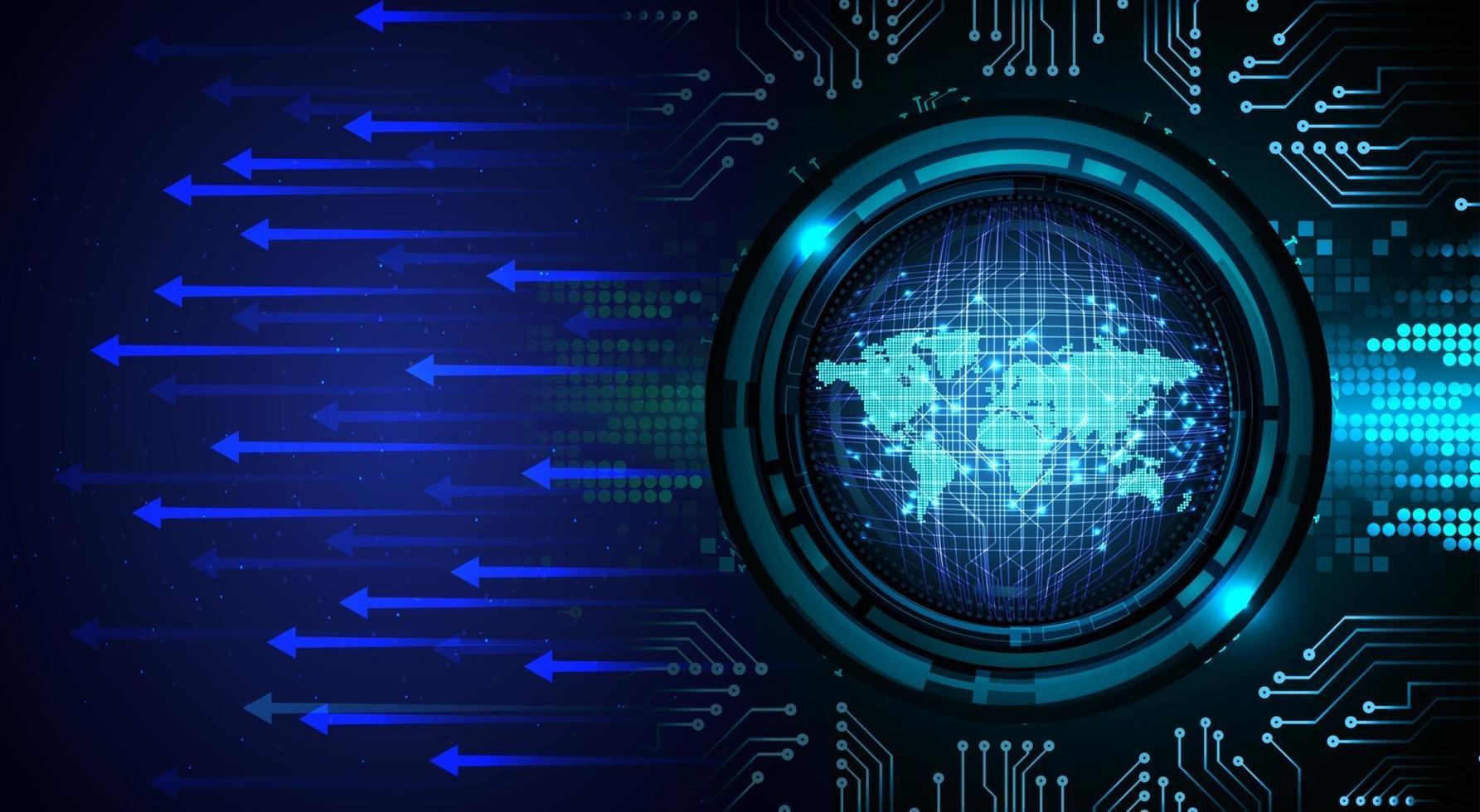 world binary circuit board future technology, blue hud cyber security concept background vector