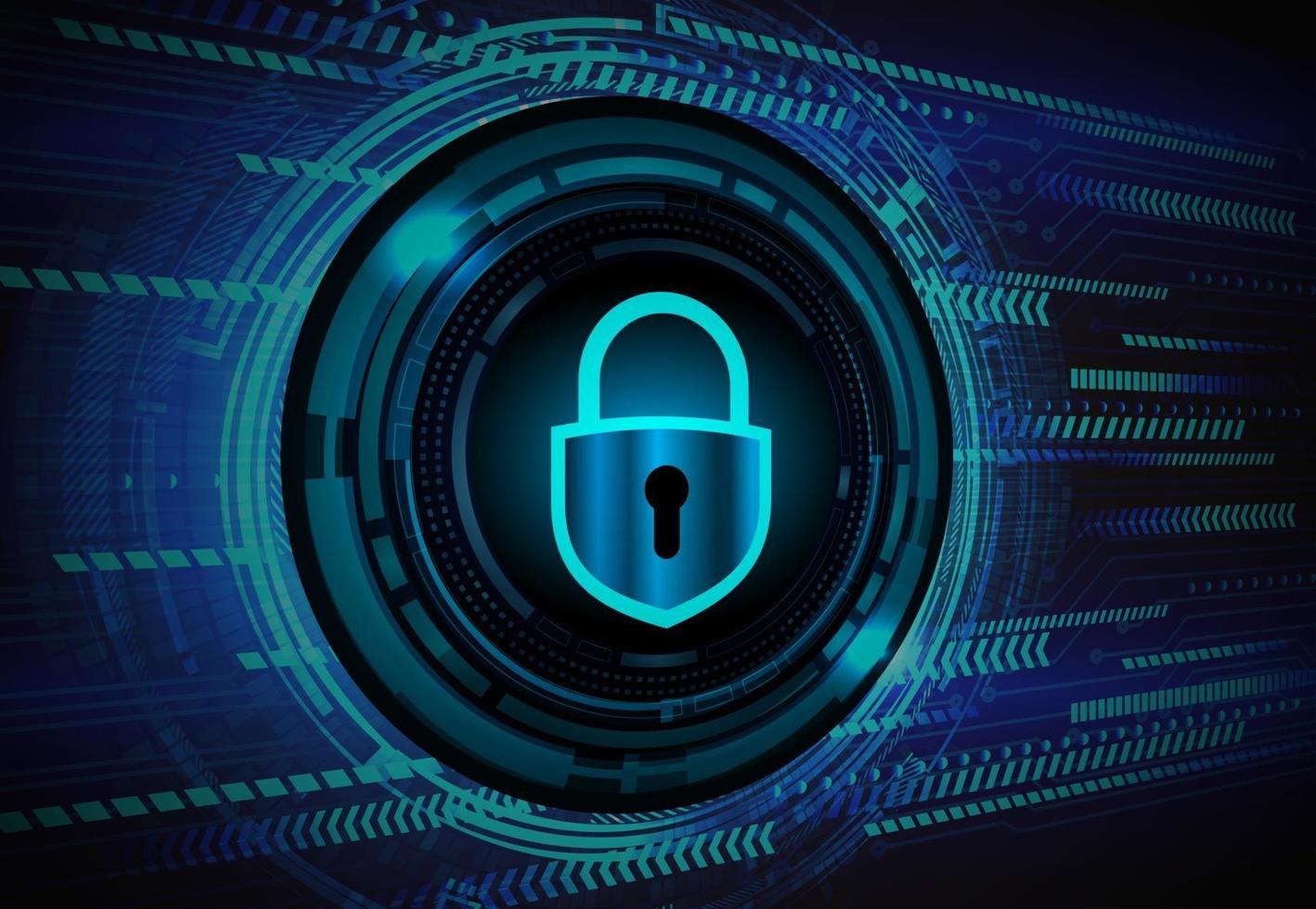 Closed Padlock on digital background, cyber security vector