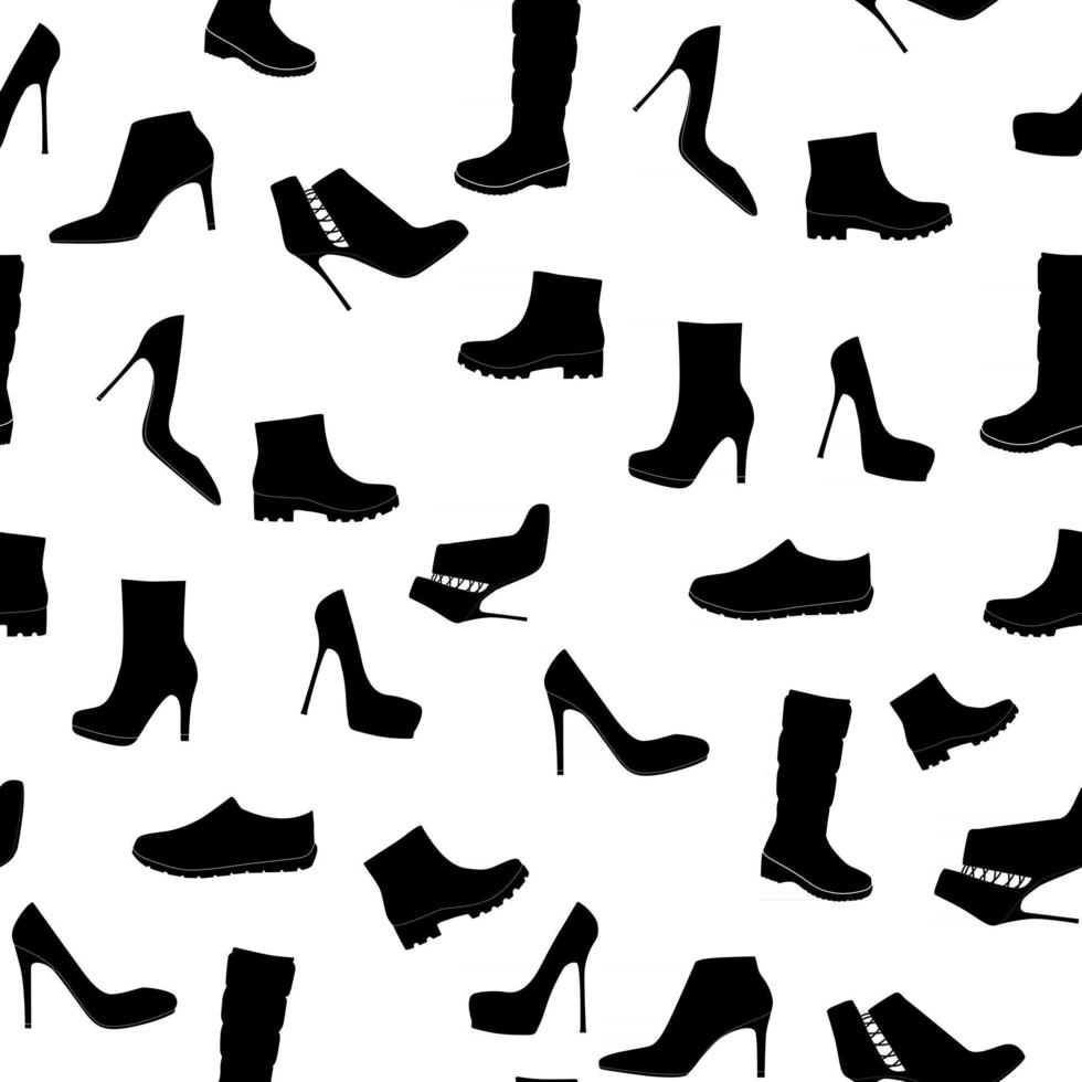 Shoes Silhouette Seamless Pattern Background Vector Illustration