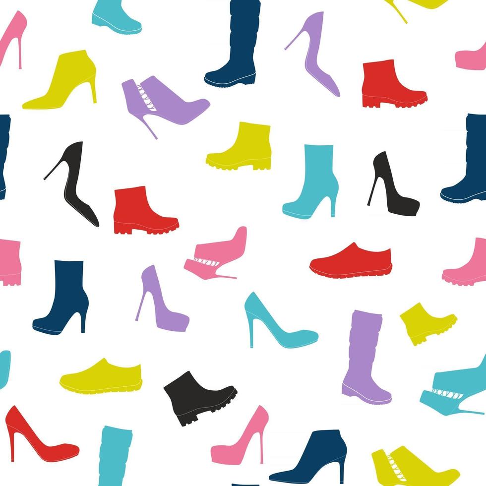 Shoes Silhouette Seamless Pattern Background Vector Illustration