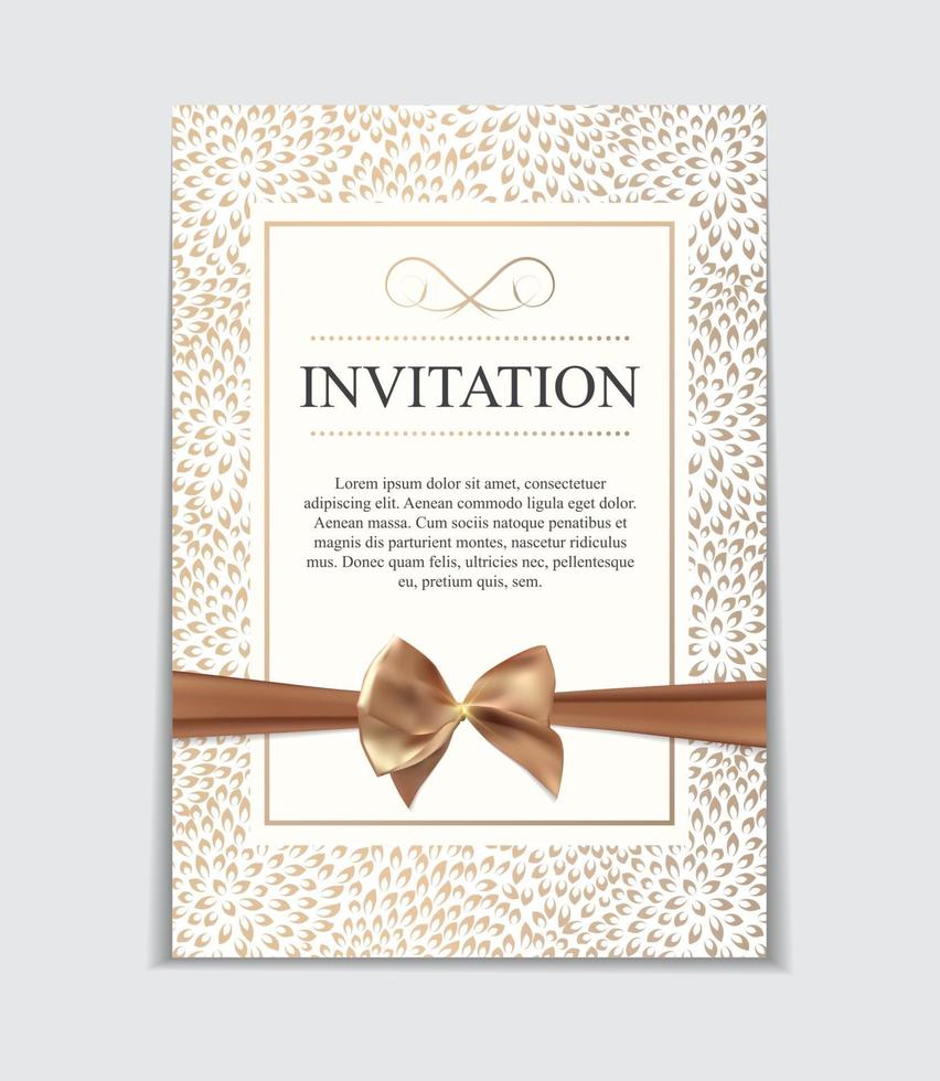 invitación de boda vintage con arco y cinta plantilla vector illutsration