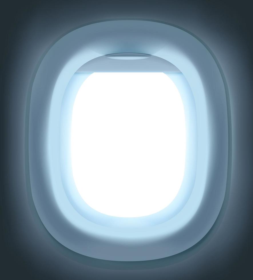 Empty realistic airplane window vector mock up