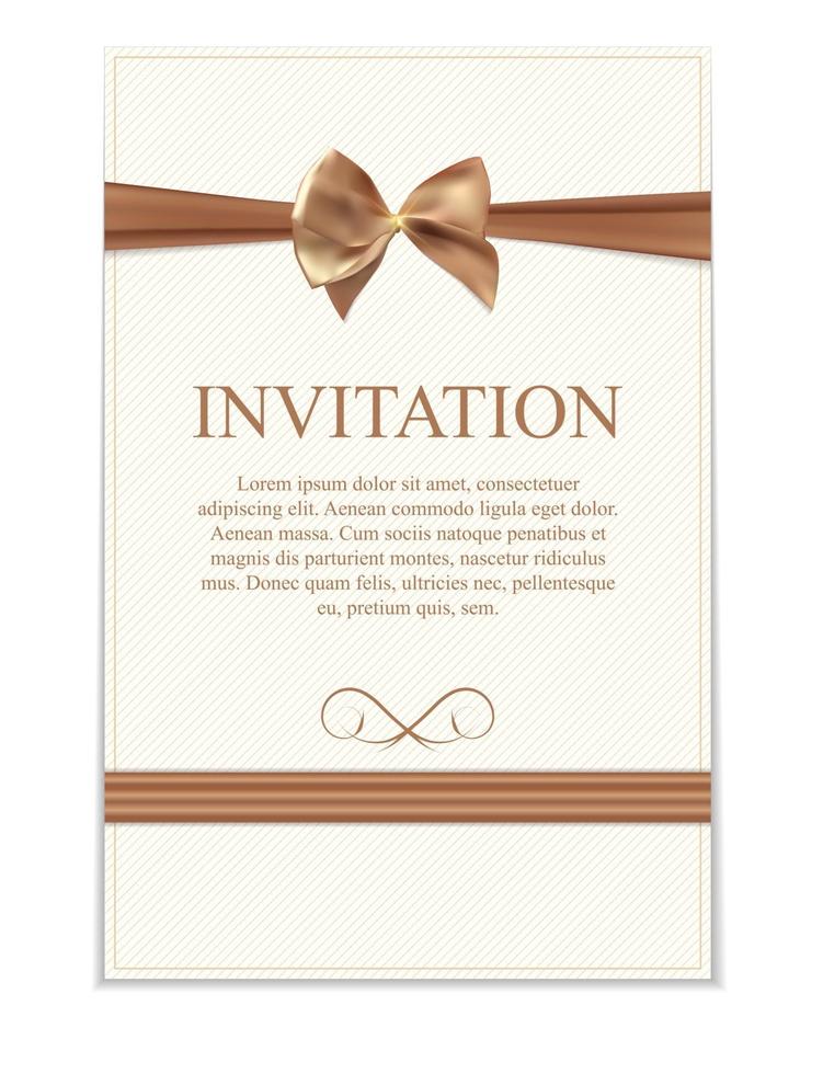 invitación de boda vintage con arco y cinta plantilla vector illutsration