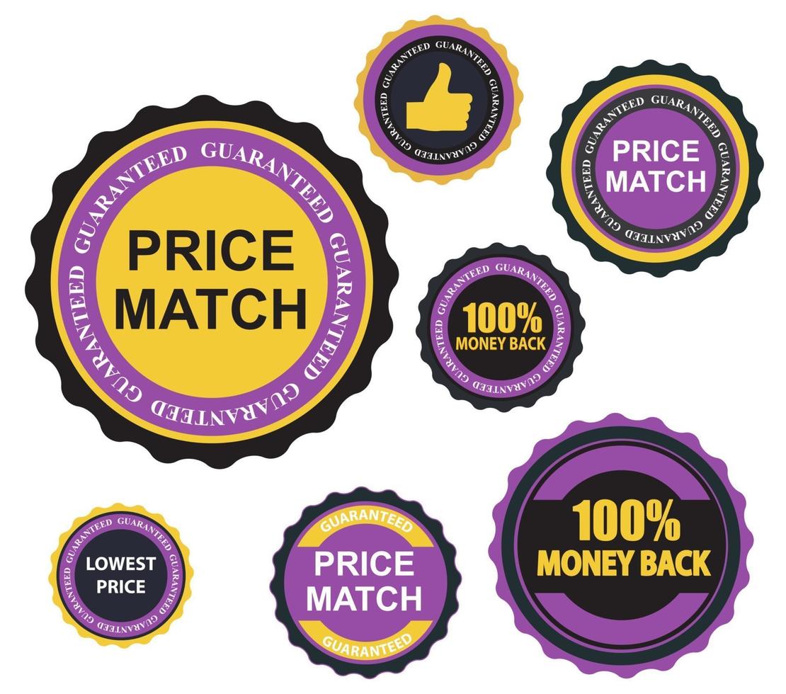 Quality Label Sign Set in Flat Modern Design with Long Shadow. vector