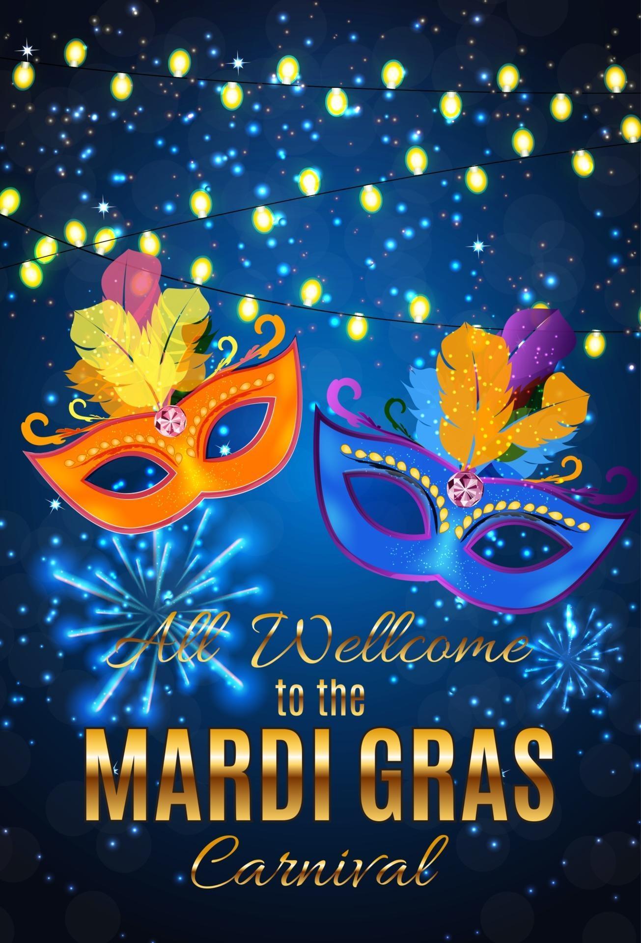 Mardi Gras Party Mask Holiday Poster Background. Vector Illustration