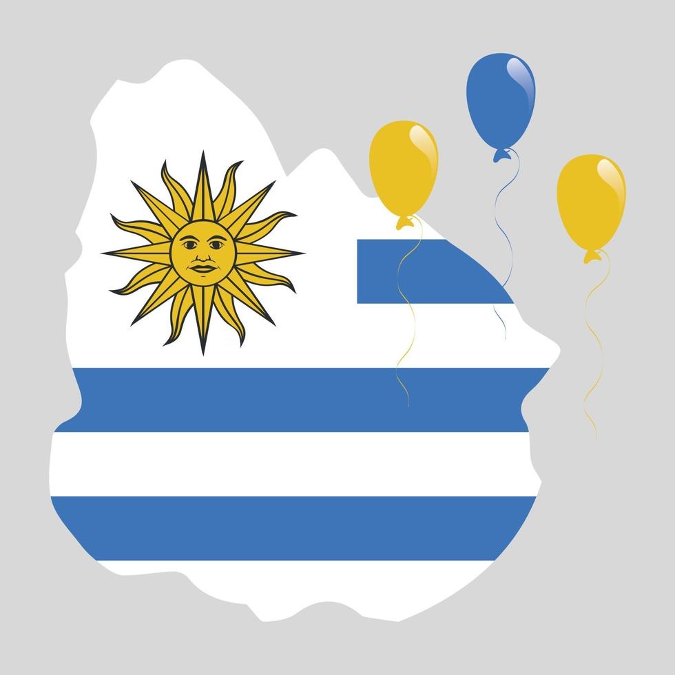 Uruguay 598 Map, Flag and Colored Balloons vector