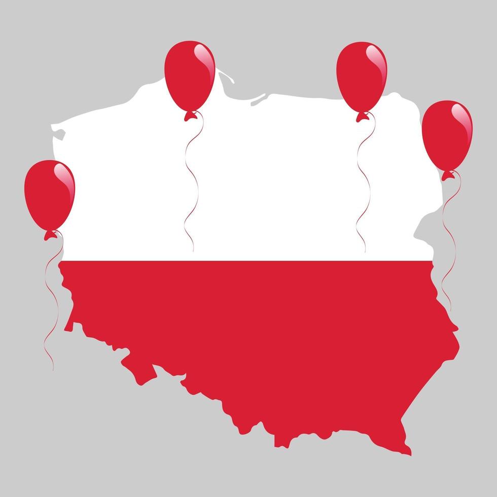 White and Red Colored Flag and Map of Poland vector