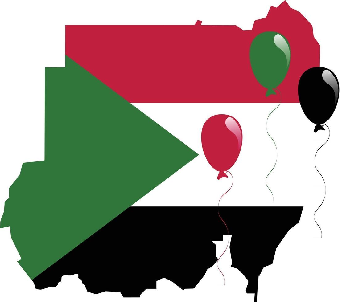 Colorful Sudan Map and Flag vector