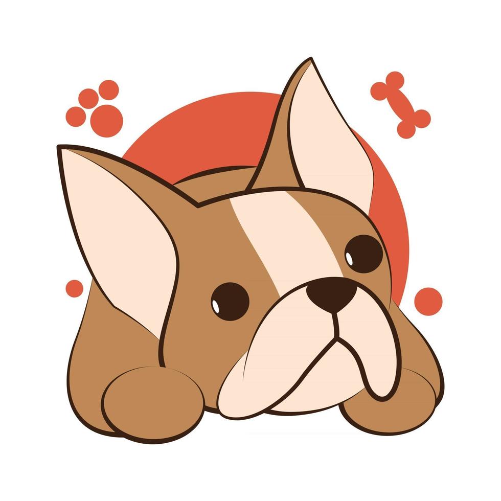 Dibujos animados de ilustración vectorial de color sobre un fondo blanco de un lindo bulldog francés. vector