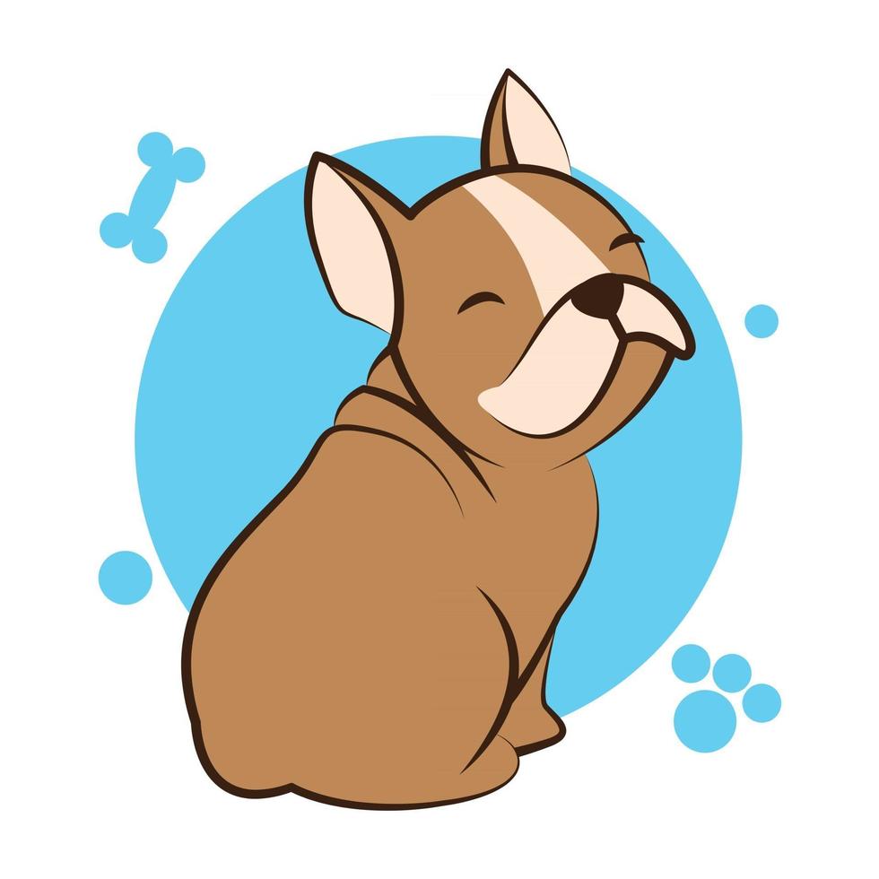 Color vector illustration cartoon on a white background of a cute French Bulldog.