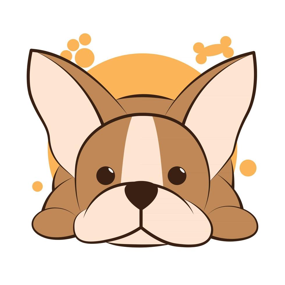 Dibujos animados de ilustración vectorial de color sobre un fondo blanco de un lindo bulldog francés. vector