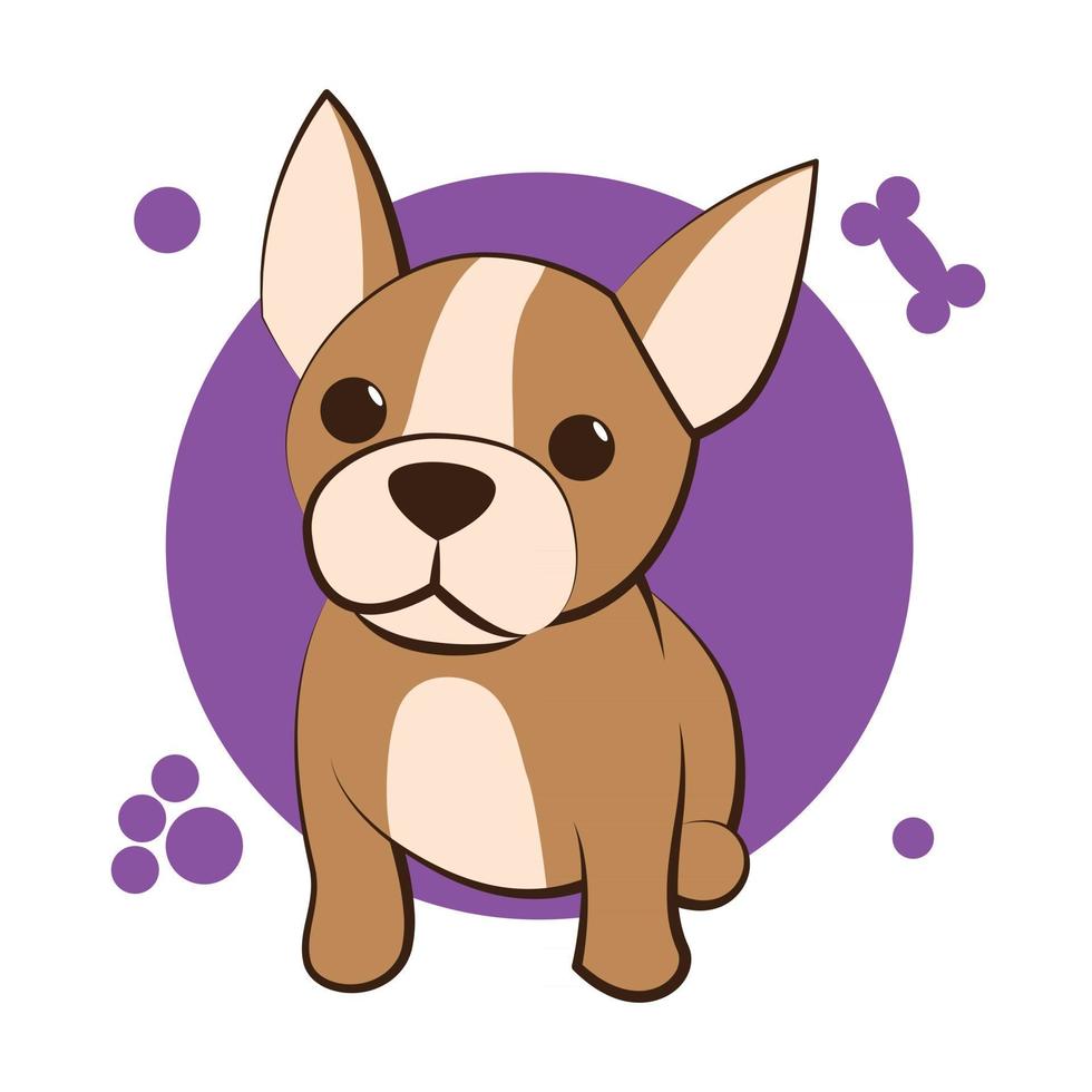 Dibujos animados de ilustración vectorial de color sobre un fondo blanco de un lindo bulldog francés. vector