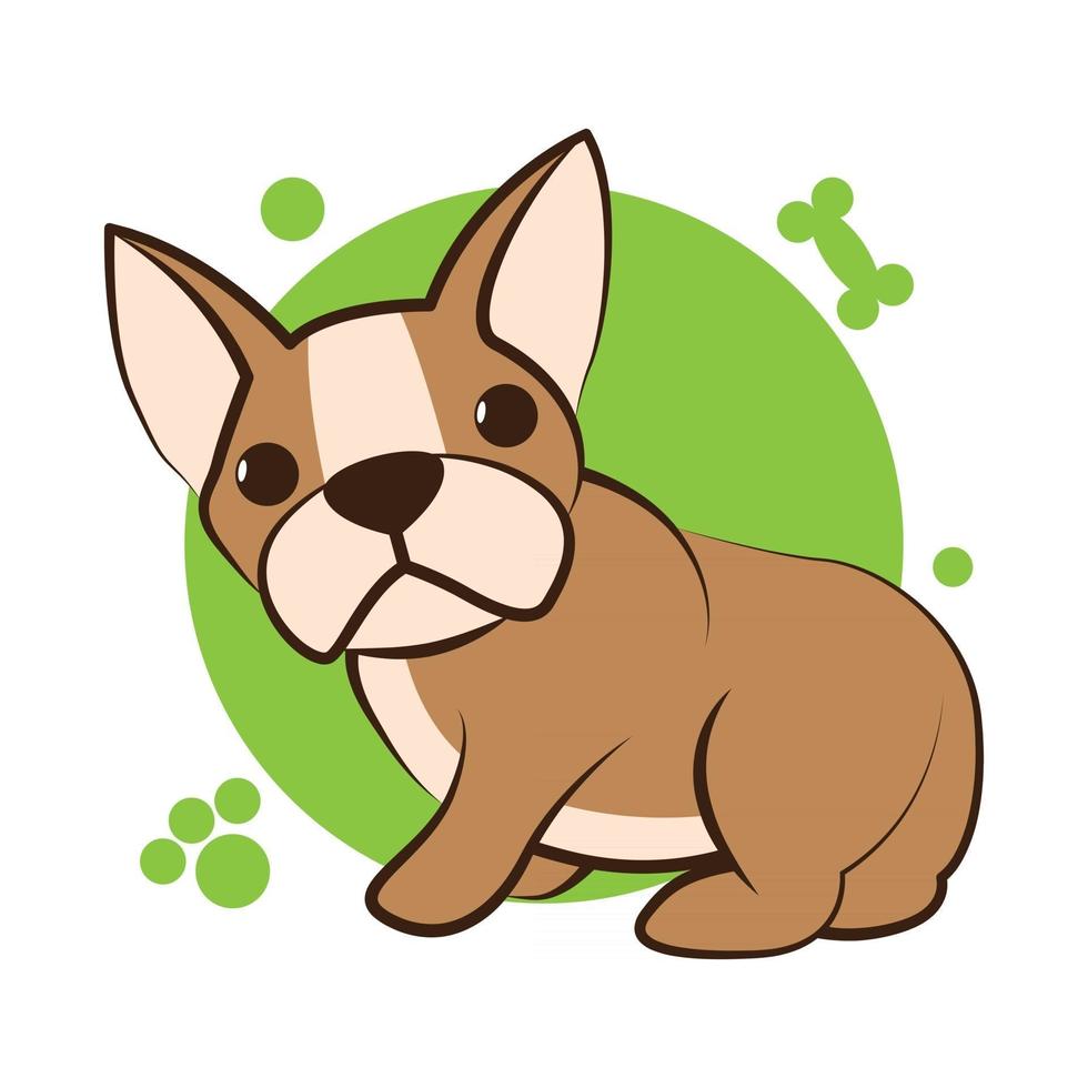 Color vector illustration cartoon on a white background of a cute French Bulldog.