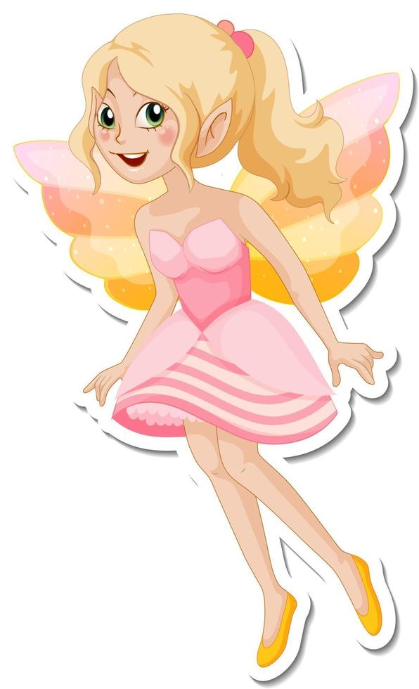 Beautiful fairy cartoon character sticker vector