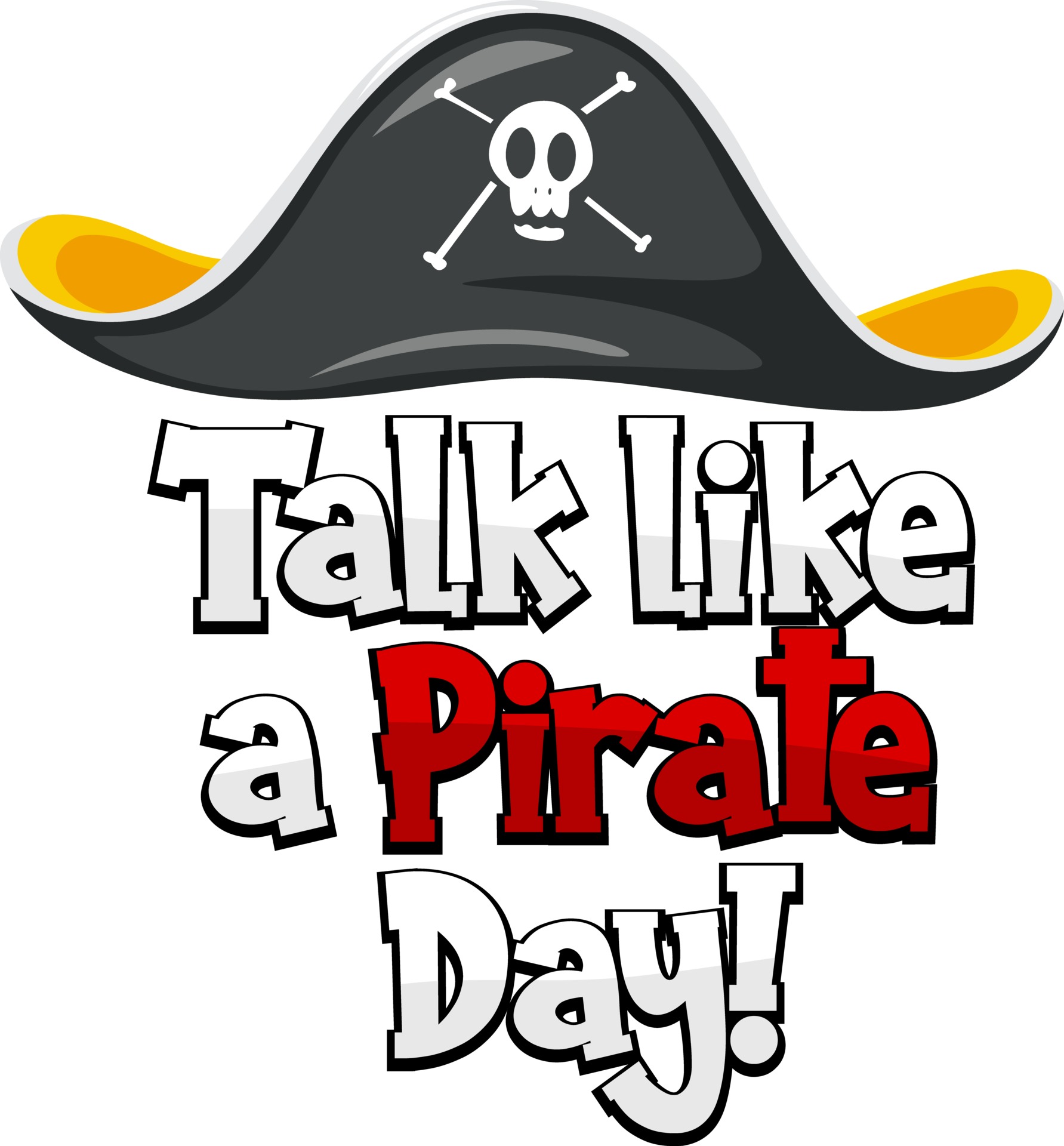 Talk Like A Pirate Day logo with a pirate hat on white background