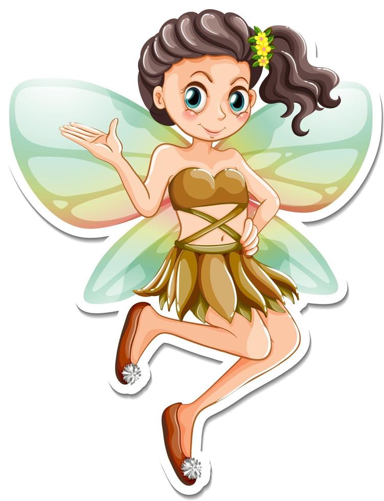 Beautiful fairy cartoon character sticker vector