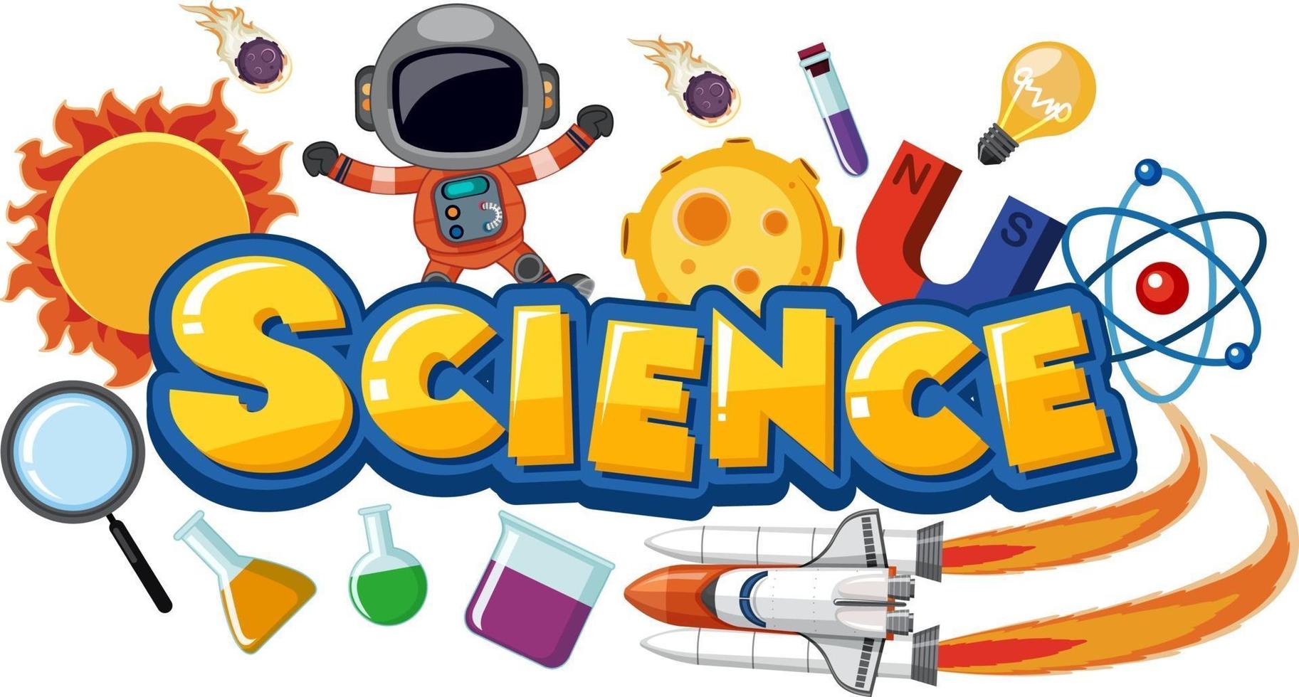 Science text icon with elements vector