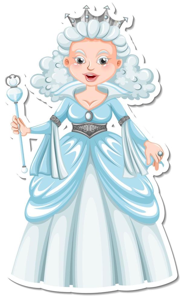 Beautiful snow queen cartoon character sticker vector