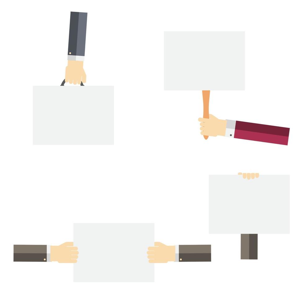 White Paper Blank Template in the Hand. Flat Style Vector Illus