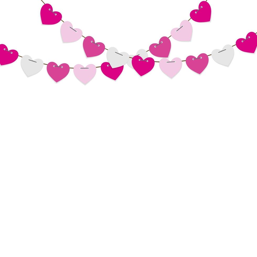 Party Background with Heart Shaped Flags Vector Illustration