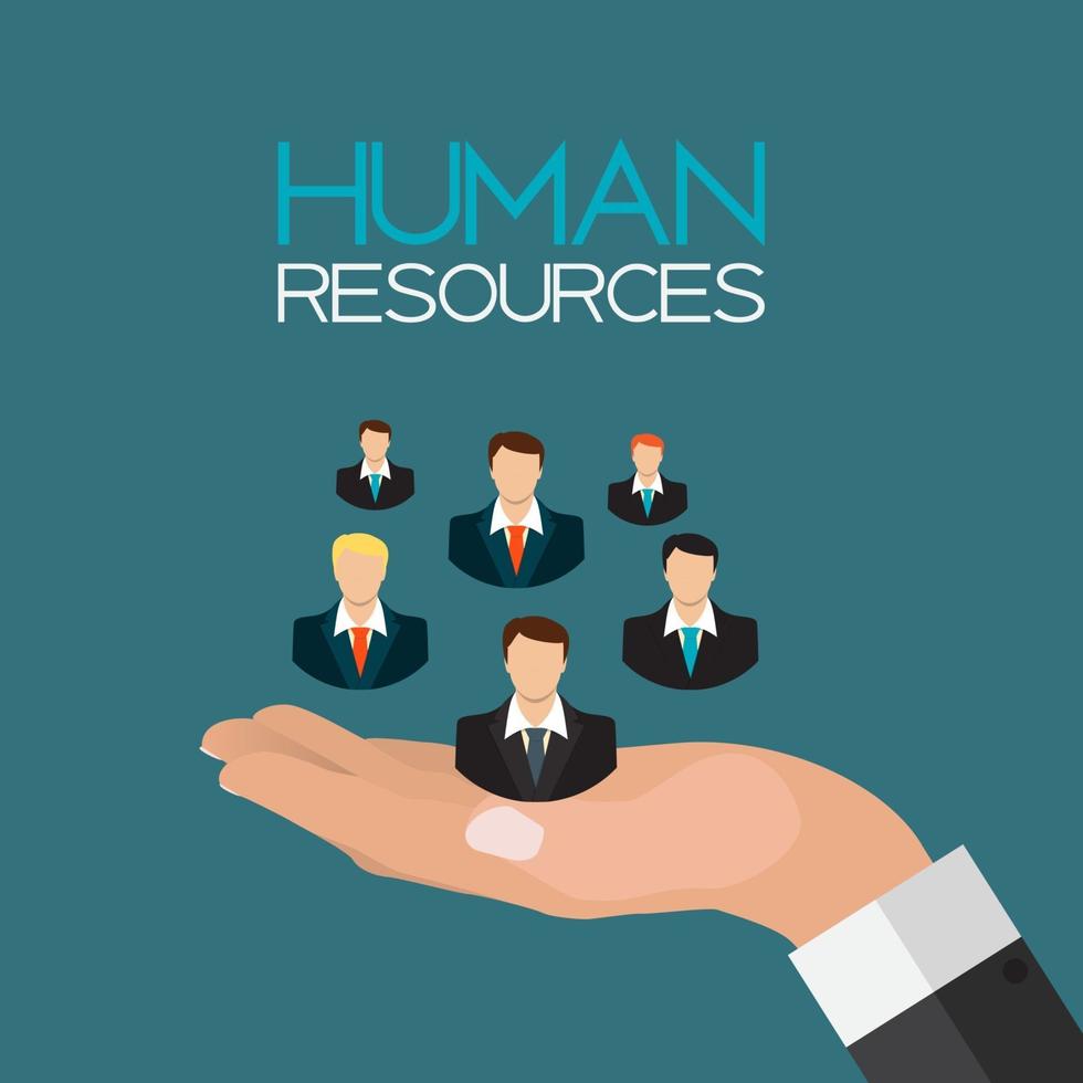 Human Resources Concept Flat Design. Vector Illustration